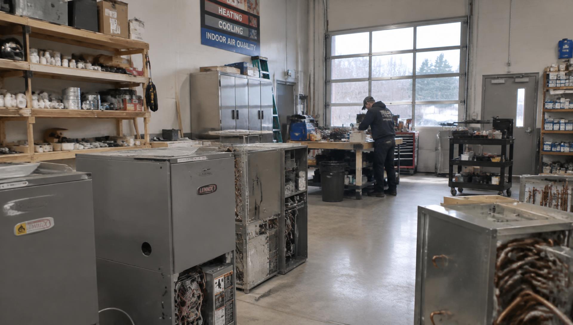 Inside the Summit Air & Comfort service shop in Boulder